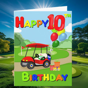 Happy 10th Birthday Red Boys Golf Card