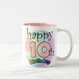 Happy 10th Birthday (roze) Two-Tone Coffee Mug