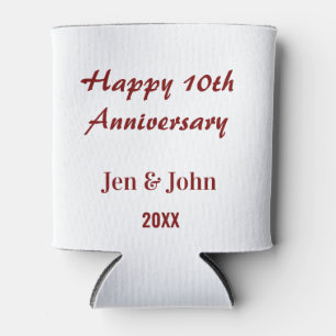 Happy 10th wedding anniversary mauve simple name can cooler