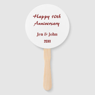 Happy 10th wedding anniversary mauve simple name hand fan