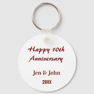 Happy 10th wedding anniversary mauve simple name key ring