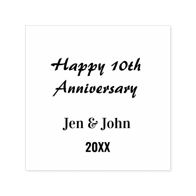 Happy 10th wedding anniversary mauve simple name  self-inking stamp (Design)