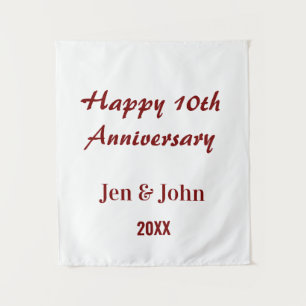 Happy 10th wedding anniversary mauve simple name  tapestry