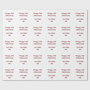 Happy 10th wedding anniversary mauve simple name wrapping paper