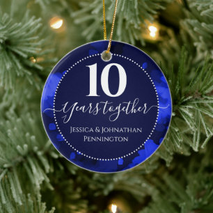 Happy 10th Wedding Anniversary One Photo Ceramic Ornament