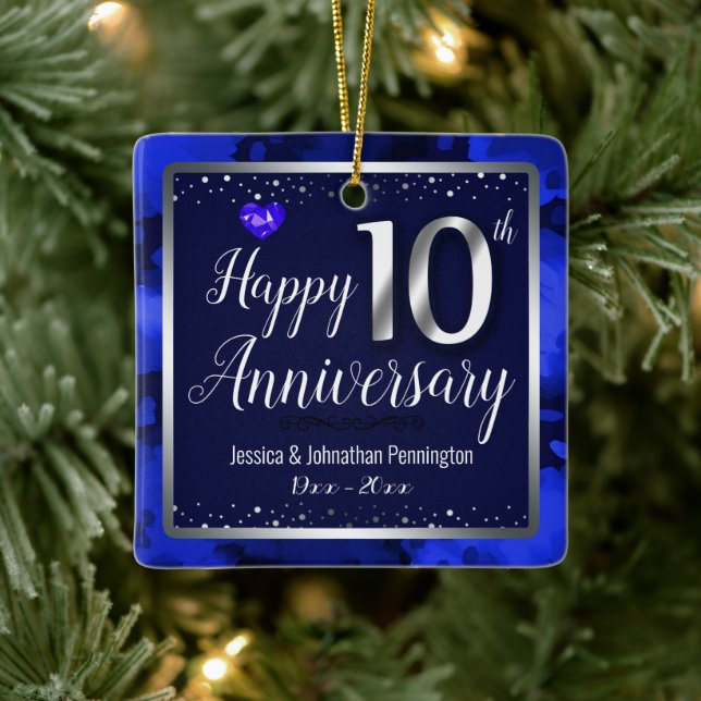 Happy 10th Wedding Anniversary Photo Ceramic Ornament (Tree)