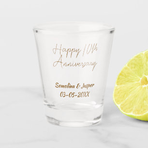happy 10thanniversary gol name retro simple modern shot glass