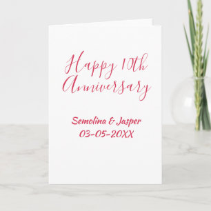 happy 10thanniversary red name retro simple modern card