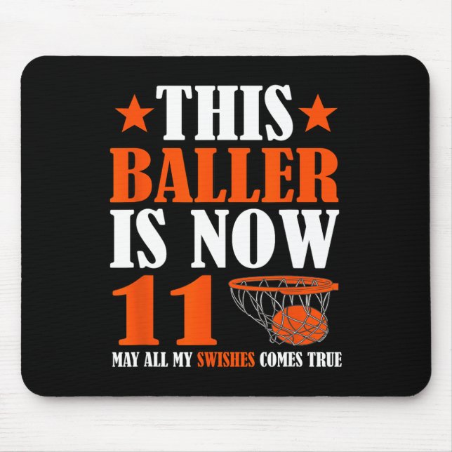 Happy 11th Birthday 11 Year Old Basketball 11th Bi Mouse Pad (Front)