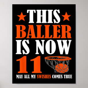 Happy 11th Birthday 11 Year Old Basketball 11th Bi Poster