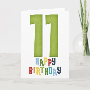 Happy 11th Birthday Colourful Greeting Card