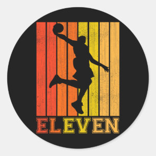 Happy 11th Birthday Decorations For Boys Basketbal Classic Round Sticker