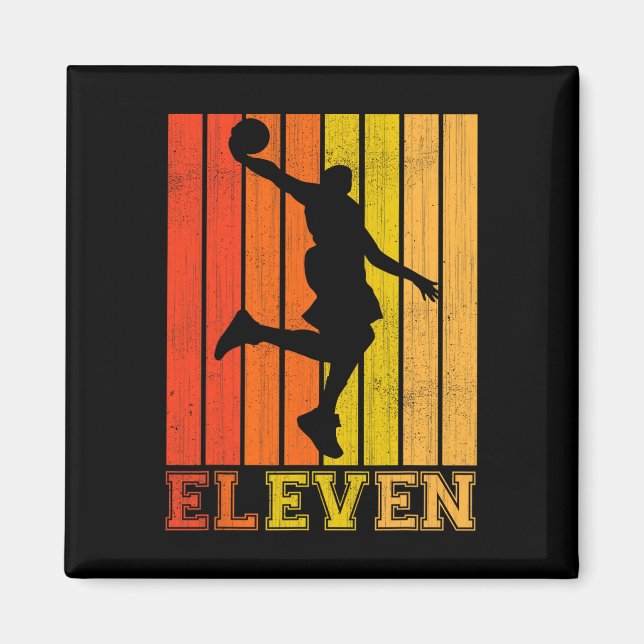 Happy 11th Birthday Decorations For Boys Basketbal Magnet (Front)