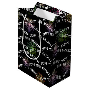 Happy 11th Birthday Fireworks Medium Gift Bag