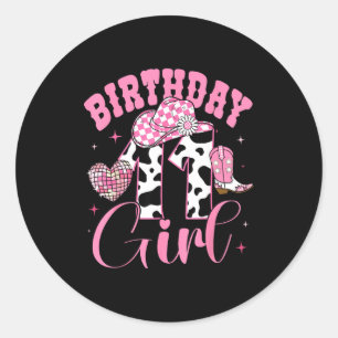 Happy 11th Birthday Girl Outfit Rodeo Western Cowg Classic Round Sticker