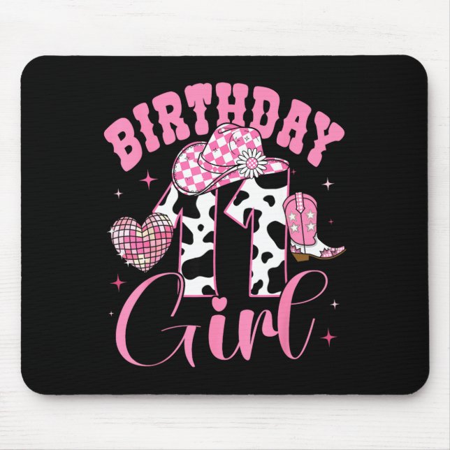 Happy 11th Birthday Girl Outfit Rodeo Western Cowg Mouse Pad (Front)