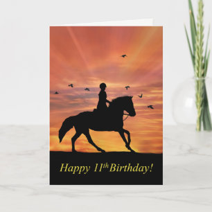 Happy 11th Birthday Horse and Rider Card