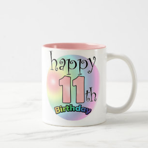 Happy 11th Birthday (roze) Two-Tone Coffee Mug