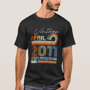 Happy 11Th Birthday Vintage April 2011 11 Year Old T-Shirt