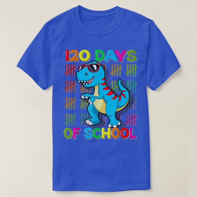Happy 120 Days Of School For Kids Boys Dinosaur T  T-Shirt (Design Front)