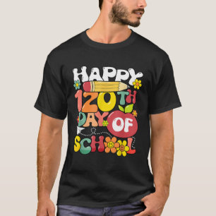 Happy 120th Day of School Teacher Kids Retro Groov T-Shirt