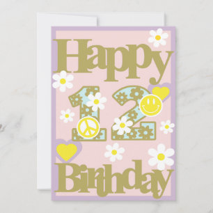 Happy 12th Birthday – Girl’s Card with Flowers