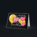 Happy 12th Birthday Granddaughter Card<br><div class="desc">A birthday greeting for granddaughter's 12th birthday with a black background,  yellow balloons and pink hearts. Some original artwork©delightful-doodles</div>