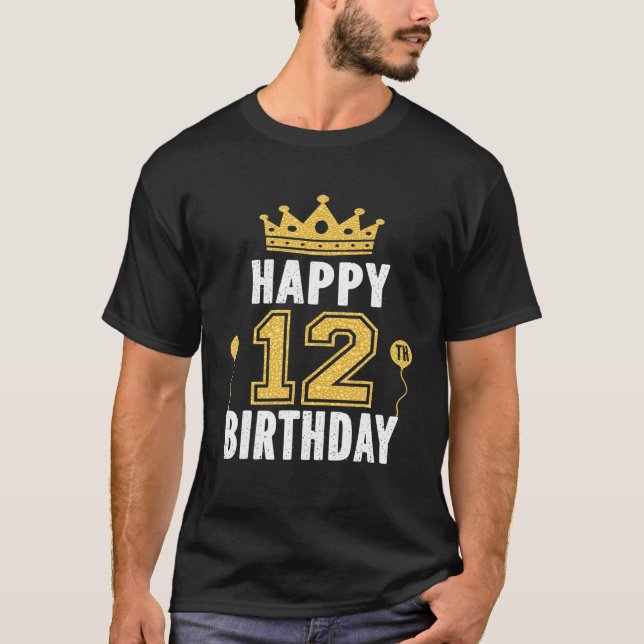 Happy 12Th Birthday Idea For 12 Years Old Boys And T-Shirt (Front)