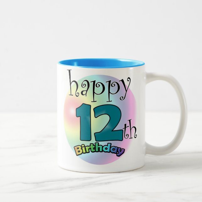 Happy 12th Birthday Two-Tone Coffee Mug (Right)