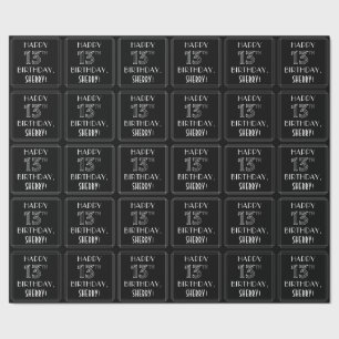 HAPPY 13TH BIRTHDAY; Art Deco Style w/ Custom Name Wrapping Paper