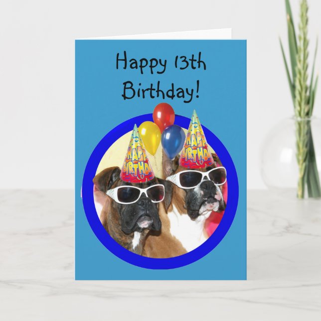 Happy 13th Birthday boxers greeting card (Front)