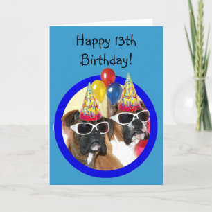 Happy 13th Birthday boxers greeting card