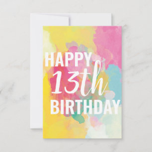 Happy 13th Birthday Card ("Watercolour Gradients")