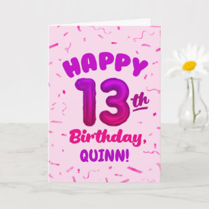 Happy 13th Birthday Card with Custom Name