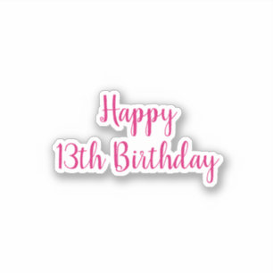 Happy 13th Birthday Simple Minimalist Pink Custom