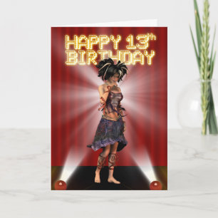 Happy 13th Birthday Teenager star deva on stage Card