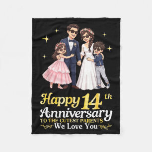 Happy 14th Anniversary Cutest Parents Love Fleece Blanket