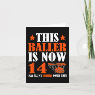 Happy 14th Birthday 14 Year Old Basketball 14th Bi Card