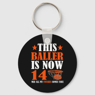 Happy 14th Birthday 14 Year Old Basketball 14th Bi Key Ring