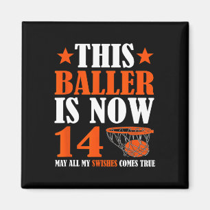 Happy 14th Birthday 14 Year Old Basketball 14th Bi Magnet