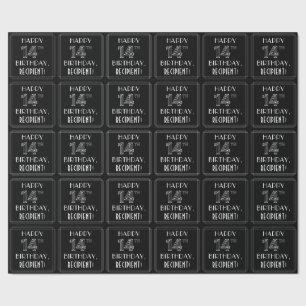 HAPPY 14TH BIRTHDAY; Art Deco Style w/ Custom Name Wrapping Paper