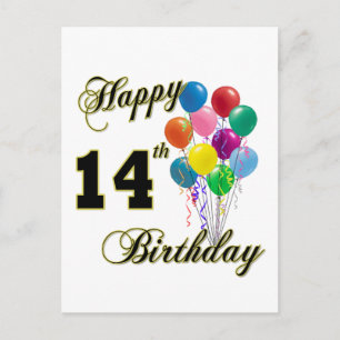 Happy 14th Birthday Gifts and Birthday Apparel Postcard