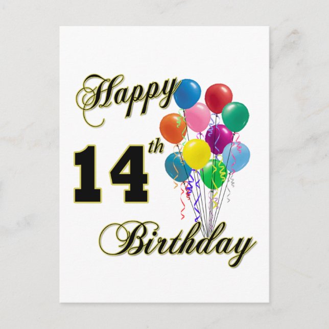 Happy 14th Birthday Gifts and Birthday Apparel Postcard (Front)