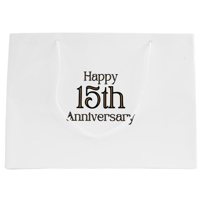 Happy 15th Anniversary Large Gift Bag (Front)