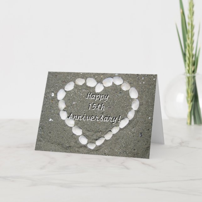 Happy 15th Anniversary Seashell heart card (Front)