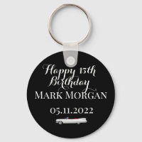 Happy 15th birthday boy party favour black white