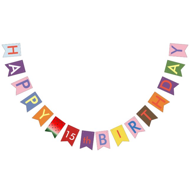 happy 15th birthday bunting flags (All)