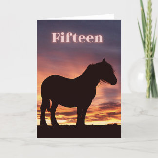 Happy 15th Birthday Horse Sunset Greeting Card