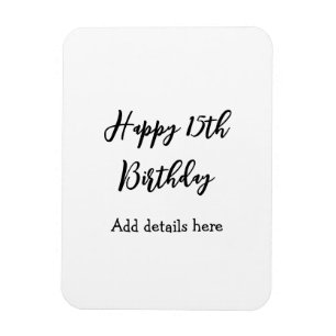 Happy 15th birthday name quinceanera details simpl magnet