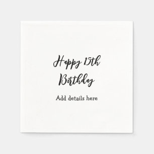 Happy 15th birthday name quinceanera details simpl napkin